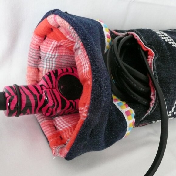 Handmade Curling Iron Holder Makeup / Cosmetic Bag 2 Scrunchies Sunglass Case - Picture 7 of 7